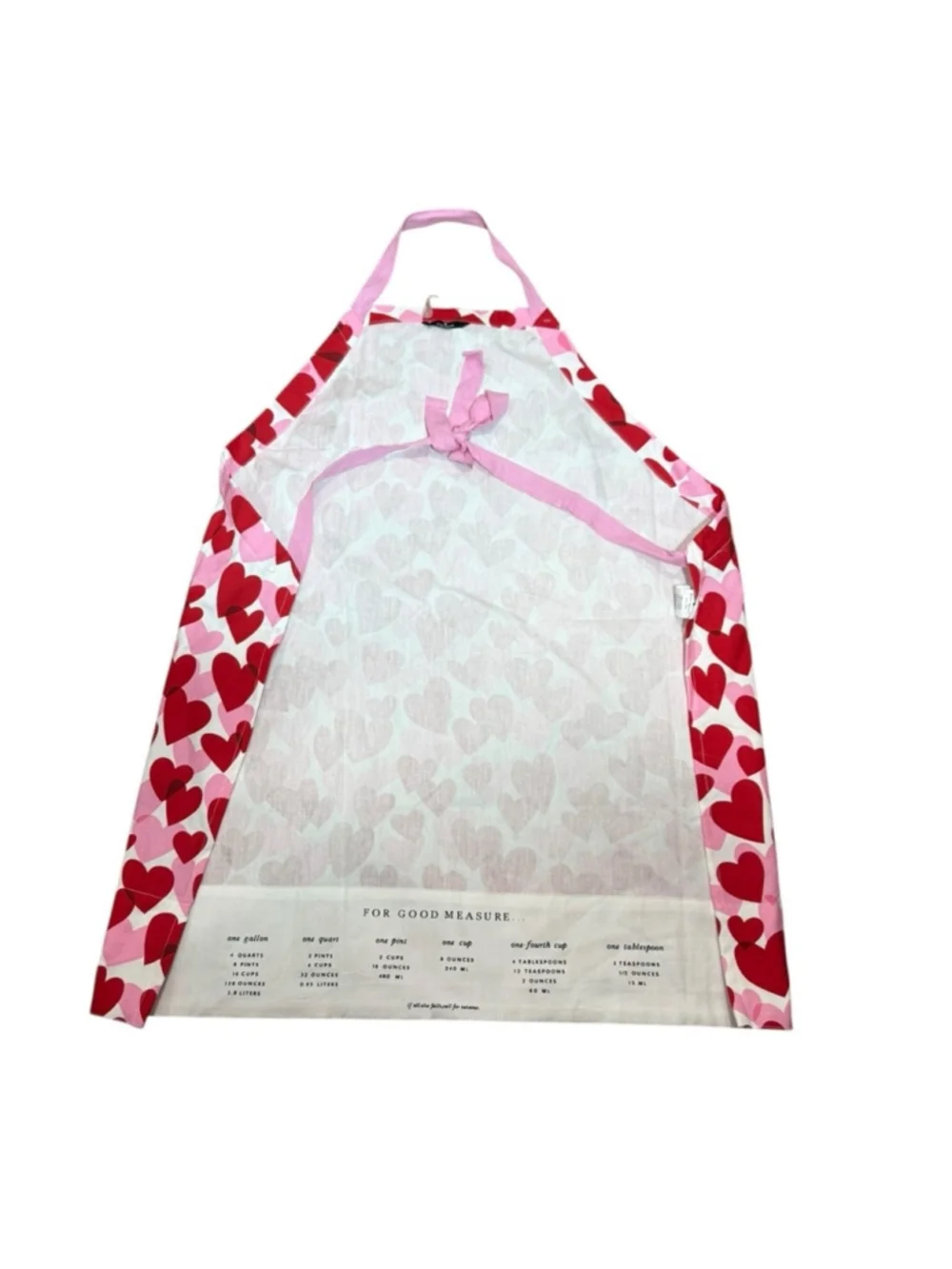 Kate Spade New York Heart Print Apron Pink Red Cotton Valentine NWT